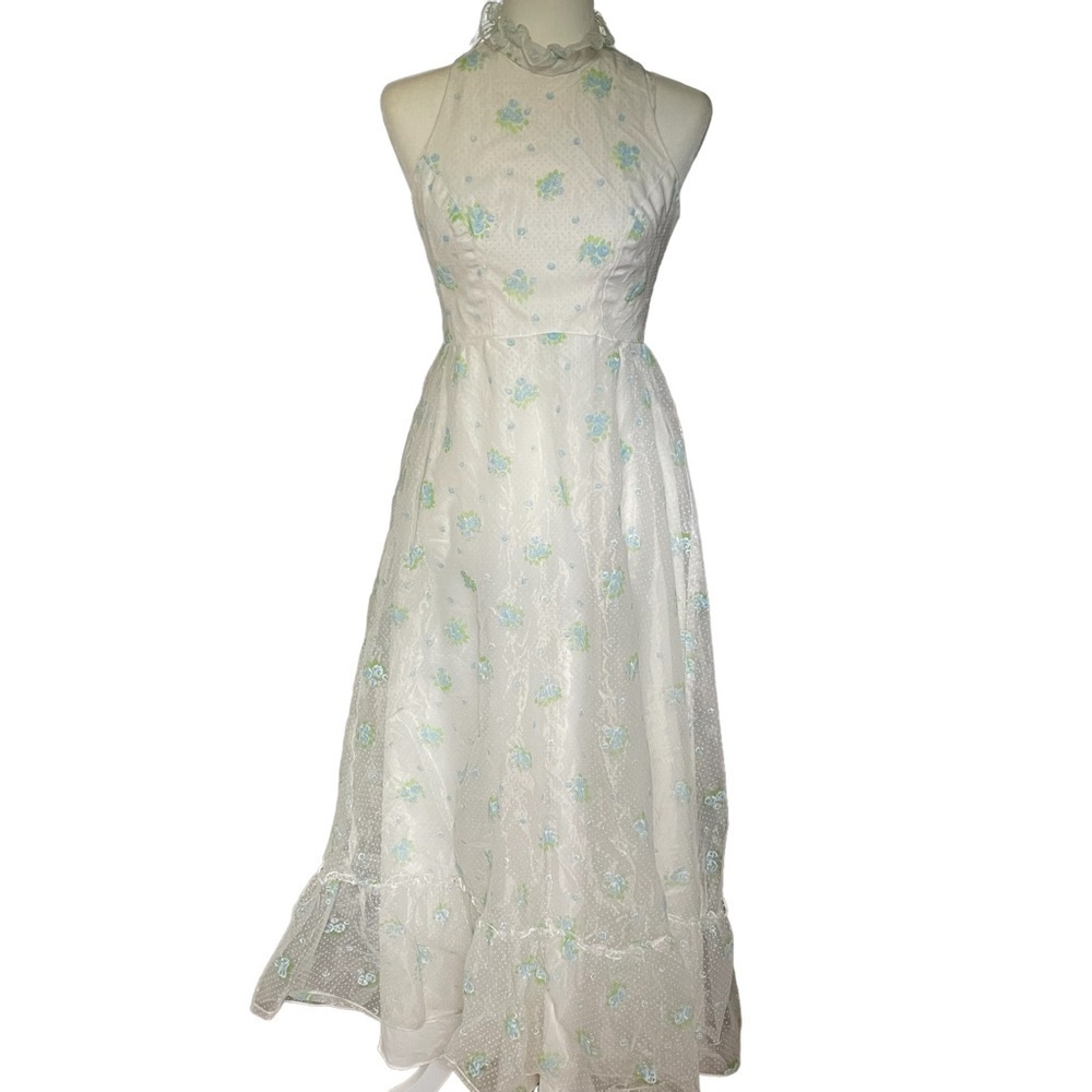 Vintage White Floral Maxi Dress